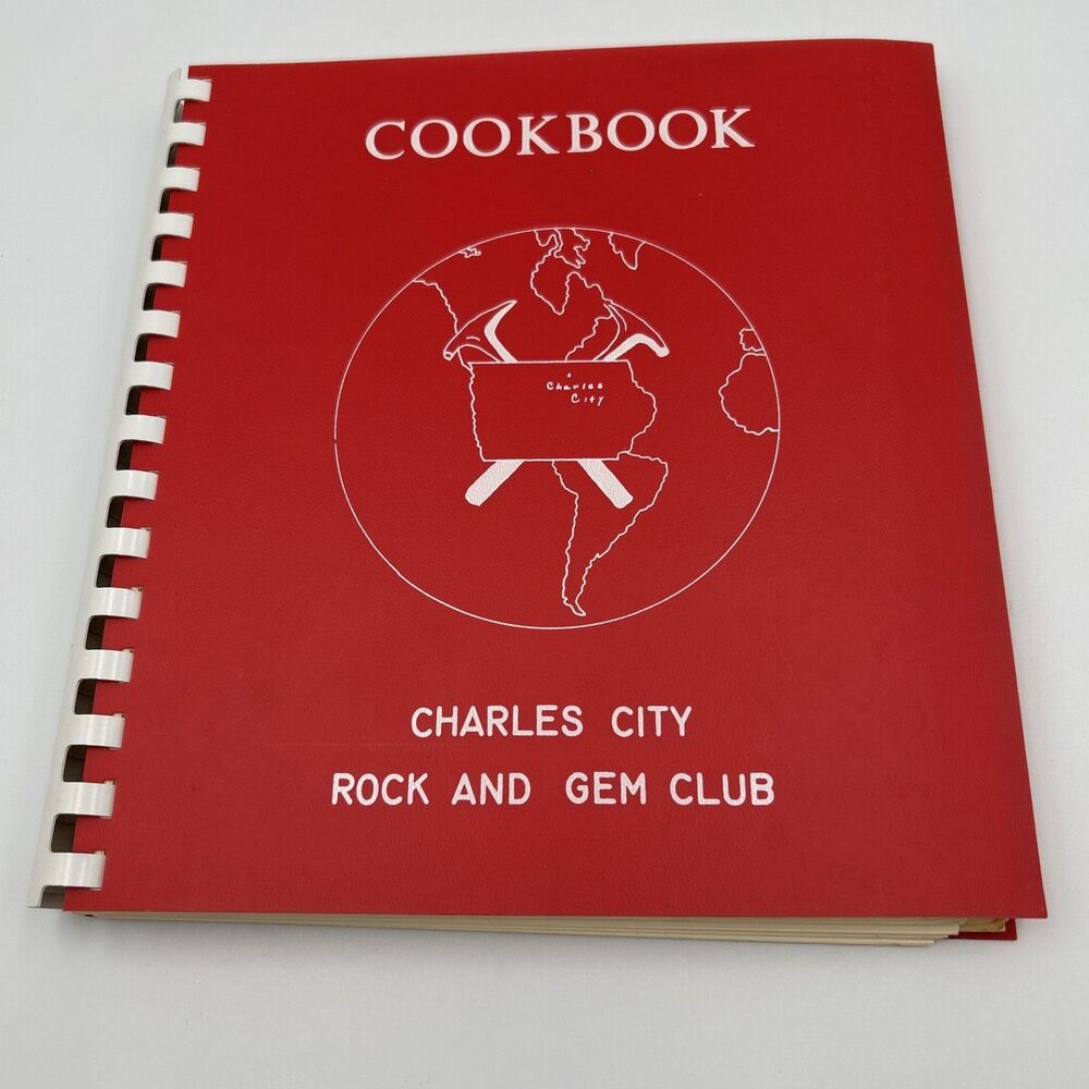 Vintage Charles City Rock & Gem Club Cookbook Recipe Book 174 pgs- Plastic Cover